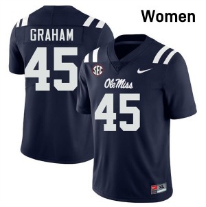 #45 Talib Graham University of Mississippi Navy Women Jersey 2025 College Football 257447-575