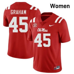 #45 Talib Graham Ole Miss Red Womens Jersey NCAA College Football 464757-847