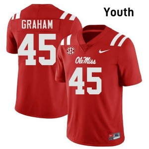 #45 Talib Graham Ole Mississippi Red Youth Jersey Stitched College Football 133910-782