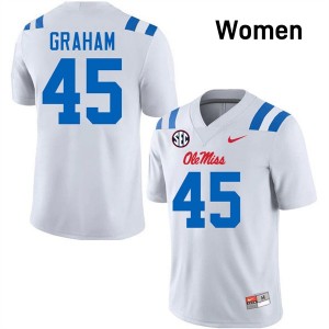 #45 Talib Graham Ole Miss White Women's Jersey Replica College Football 601944-562