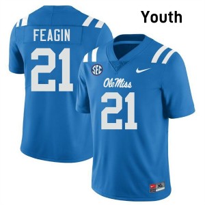 #21 Tavoy Feagin Ole Miss Rebels Powder Blue Youth Jersey High School College Football 564889-149