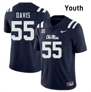 #55 Terez Davis Ole Mississippi Rebels Navy Youth Jersey High School College Football 433587-510
