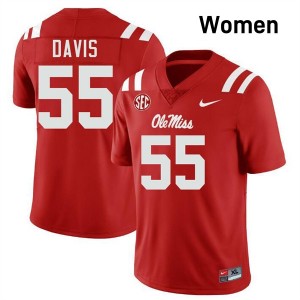#55 Terez Davis Ole Miss Red Women Jerseys Replica College Football 797331-596