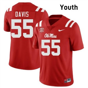 #55 Terez Davis Ole Miss Red Youth Jersey High School College Football 176609-720