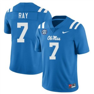 #7 Traylon Ray Ole Mississippi Powder Blue Mens Jersey Player College Football 306494-422