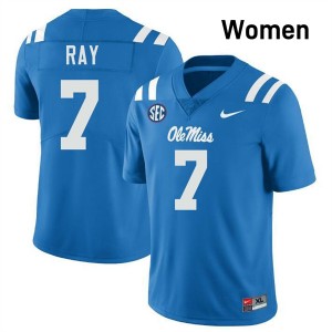 #7 Traylon Ray Rebels Powder Blue Women's Jersey Player College Football 926967-696