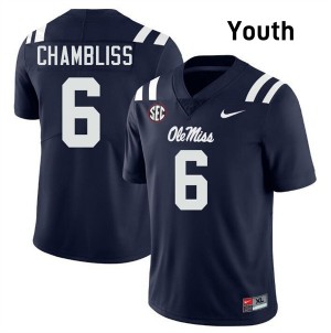 #6 Trinidad Chambliss Ole Mississippi Navy Youth Jerseys Embroidery College Football 947663-772