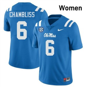 #6 Trinidad Chambliss Ole Miss Powder Blue Womens Jerseys Game College Football 970532-305