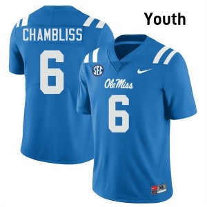 #6 Trinidad Chambliss Mississippi Powder Blue Youth Jersey University College Football 874197-267