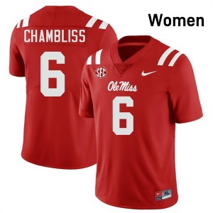 #6 Trinidad Chambliss Mississippi Red Womens Jerseys Embroidery College Football 463067-452