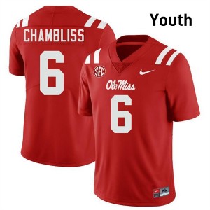 #6 Trinidad Chambliss Rebels Red Youth Jerseys Game College Football 320447-487