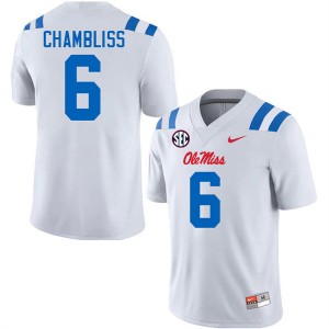 #6 Trinidad Chambliss Rebels White Men's Jerseys High School College Football 772706-860