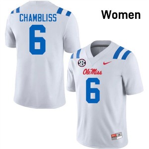#6 Trinidad Chambliss Ole Miss White Women Jerseys 2025 College Football 861723-285