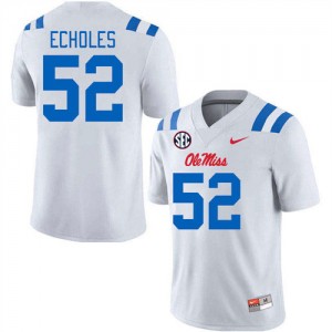 #52 Will Echoles University of Mississippi White Men Jersey Stitched College Football 659406-322