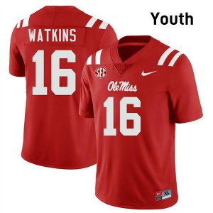 #16 Winston Watkins Ole Mississippi Red Youth Jersey 2025-26 College Football 515943-963