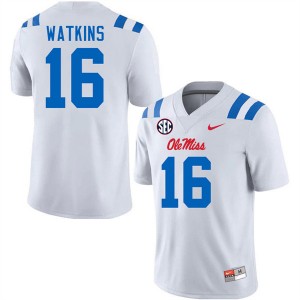 #16 Winston Watkins Ole Mississippi Rebels White Men's Jersey Game College Football 200245-422