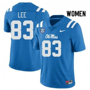 #83 Cayden Lee Ole Miss Powder Blue Women's Jerseys Alumni College Football 410045-858