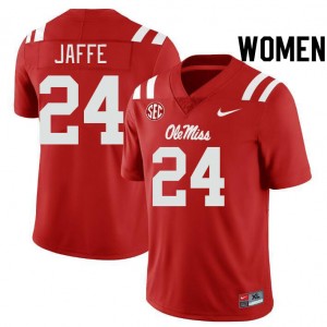 #24 Andy Jaffe Ole Mississippi Rebels Red Womens Jersey High School College Football 411303-801