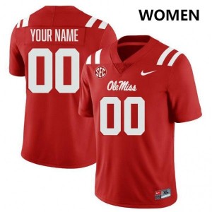 #00 Custom Ole Miss Rebels Red Women Jerseys High School College Football 868121-968