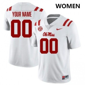 #00 Custom Mississippi White/Red Women Jerseys Limited College Football 915919-310