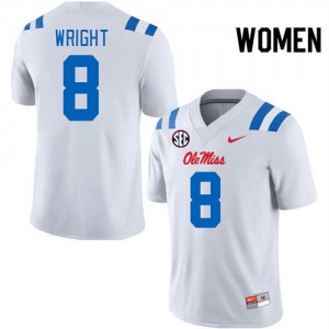 #8 Dae'Quan Wright University of Mississippi White women Jersey Replica College Football 530941-699