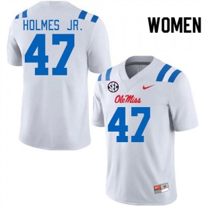 #47 DeeJay Holmes Jr. Ole Mississippi Rebels White Womens Jersey High School College Football 866926-746