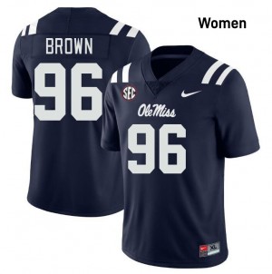 #96 Jamarious Brown Ole Mississippi Navy Women's Jersey Alumni College Football 306929-881