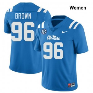 #96 Jamarious Brown Ole Mississippi Powder Blue Women Jersey Stitched College Football 909367-462