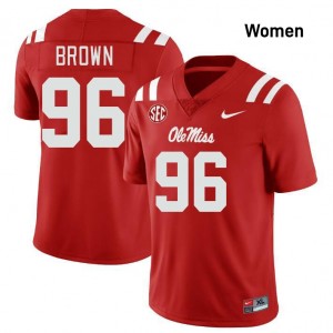 #96 Jamarious Brown Ole Mississippi Rebels Red Women's Jersey University College Football 795060-165