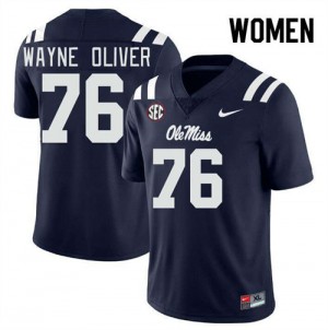 #76 John Wayne Oliver Ole Mississippi Navy Women's Jersey High School College Football 842533-130