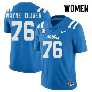 #76 John Wayne Oliver Rebels Powder Blue Women's Jersey Player College Football 639465-880