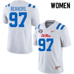 #97 Kamron Beavers Rebels White Women's Jersey Alumni College Football 204510-851