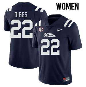#22 Logan Diggs Ole Miss Navy Womens Jerseys Official College Football 220766-386
