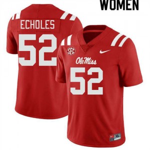 #52 Will Echoles University of Mississippi Red Women's Jersey Embroidery College Football 667835-585