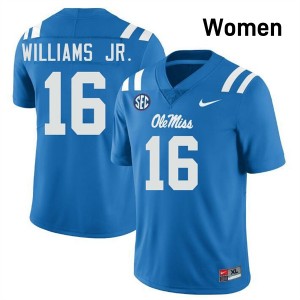 #16 Wydett Williams Jr. Ole Miss Rebels Powder Blue Women's Jerseys High School College Football 661567-174