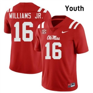 #16 Wydett Williams Jr. Ole Mississippi Rebels Red Youth Jersey NCAA College Football 391878-246