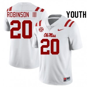 #20 Anthony Robinson III Mississippi White Youth Jerseys Player College Football 645075-180