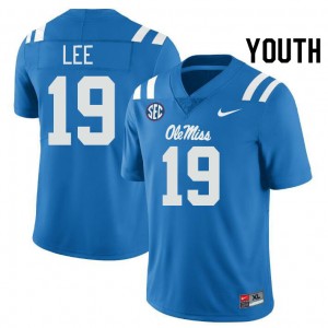 #19 Cayden Lee Ole Miss Rebels Powder Blue Youth Jersey Stitched College Football 989441-912