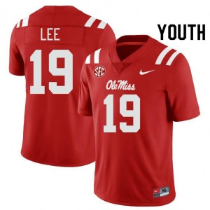 #19 Cayden Lee Ole Mississippi Rebels Red Youth Jerseys Embroidery College Football 101303-194