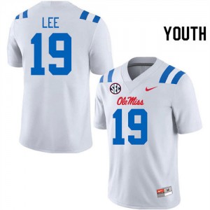 #19 Cayden Lee Ole Miss White Youth Jerseys Embroidery College Football 507395-512
