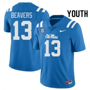 #13 Cedrick Beavers Ole Miss Powder Blue Youth Jerseys 2025-26 College Football 228106-403