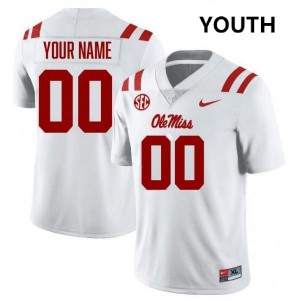 #00 Custom Ole Miss Rebels White/Red Youth Jersey Game College Football 537382-797