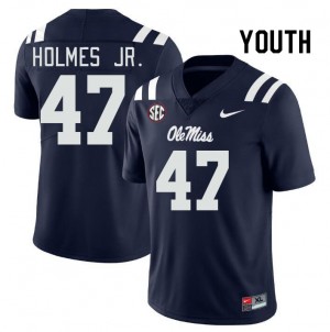 #47 DeeJay Holmes Jr. Rebels Navy Youth Jerseys 2025-26 College Football 291186-837