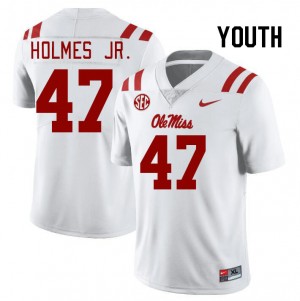 #47 DeeJay Holmes Jr. Rebels White Youth Jersey 2025-26 College Football 289548-874