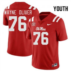#76 John Wayne Oliver Ole Miss Red Youth Jerseys NCAA College Football 556039-184