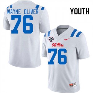 #76 John Wayne Oliver Mississippi White Youth Jersey 2025-26 College Football 962196-861