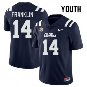 #14 Kam Franklin Ole Mississippi Rebels Navy Youth Jerseys Stitched College Football 170245-669