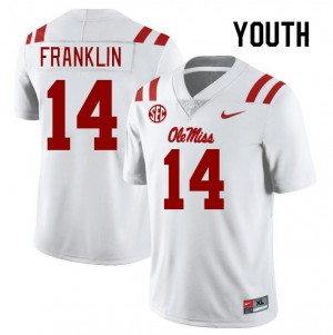 #14 Kam Franklin Ole Miss Rebels White Youth Jersey Stitched College Football 626065-500