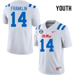 #14 Kam Franklin Ole Mississippi White Youth Jerseys High School College Football 359410-275