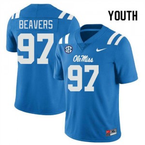 #97 Kamron Beavers Ole Miss Powder Blue Youth Jerseys NCAA College Football 814237-922
